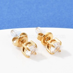Orecchini a bottone con strass in acciaio inossidabile 304&nbsp;EJEW-G423-16G-01