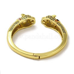 Bracelet en laiton pavé de zircons cubiques transparents et verts&nbsp;BJEW-K246-20A-G