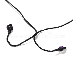 Collana con ciondolo ovale con ametista naturale&nbsp;NJEW-K258-01E