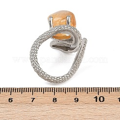 Anillos abiertos de cuarzo amarillo natural con forma de serpiente&nbsp;RJEW-K286-10P-01