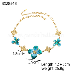 Halskette aus floralem Emaille-Gliedern aus Edelstahl 304&nbsp;STAS-OY013-95G