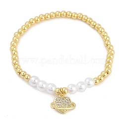 Bracelets à breloques en laiton micro pavé de zircones cubiques pour femmes&nbsp;BJEW-M050-02G-02