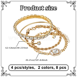 8 set di braccialetti e braccialetti in lega di 2 colori&nbsp;BJEW-HY0001-36