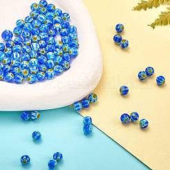 Perles vernissées de millefiori manuelles&nbsp;LAMP-SZ0001-71B-02