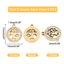 12 pendentif en acier inoxydable 201 de 2 couleurs&nbsp;STAS-UN0031-34