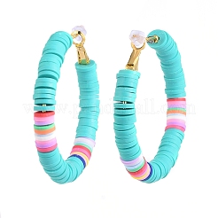 Orecchini a cerchio con perline heishi in ottone stile mogli da basket&nbsp;X-EJEW-JE04083-04