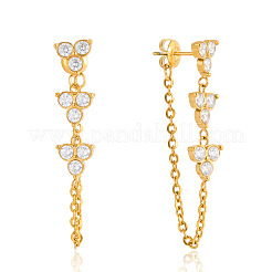 Pendientes de botón con borla de acero inoxidable 304 con micro pavé de circonitas cúbicas transparentes&nbsp;WG545B5-01