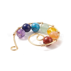Chakra pendentifs en fil de cuivre de pierres naturelles mélangées&nbsp;PALLOY-JF01552