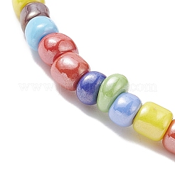 3pcs 3 estilo corazón y flor y mano de hamsa murano y pulseras elásticas con cuentas de semillas&nbsp;BJEW-JB09372