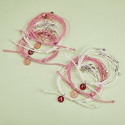 Braccialetto multicorda con lettera iniziale a charm&nbsp;BJEW-SW00042-01