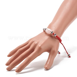 Bracciale con cordino di quarzo rosa naturale perline per lei&nbsp;BJEW-JB07045-03