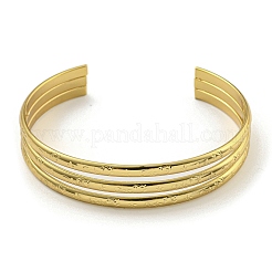 Bracelets manchettes ouverts multibrins en acier inoxydable 202 avec placage sous vide PVD pour femmes&nbsp;BJEW-M317-07C-G