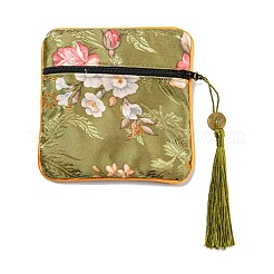 Aufbewahrungsbeutel für Schmuck aus Stoff im chinesischen Stil mit Blumenmuster und Reißverschluss&nbsp;AJEW-D063-01C