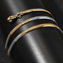 Collares de cadena de serpiente plana de acero inoxidable para hombres y mujeres&nbsp;NJEW-G160-04GP-01
