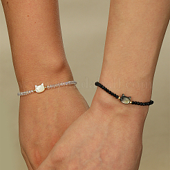 2 Stück 2-farbiges Stretch-Armband-Set mit natürlichen Muscheln&nbsp;LJ6864