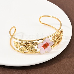 Brazaletes de acero inoxidable 304 con diseño de flores para mujer&nbsp;BJEW-A049-02G