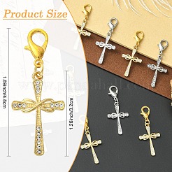 10 pendentif croix décoratif en alliage et strass bicolore&nbsp;HJEW-YW00389
