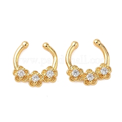 Piercing para la nariz con forma de herradura o circular de circonita cúbica transparente pavé de latón&nbsp;EJEW-D337-18D-G