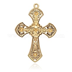 Lateinisches Kreuz vergoldet Legierung Rhinestone große Anhänger&nbsp;RB-J113-01G