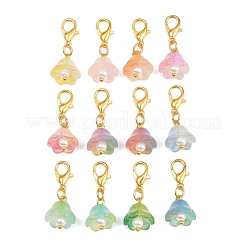 Decorazioni pendenti a forma di fiore in vetro trasparente&nbsp;HJEW-JM04148
