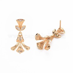 Micropave de latón claro fornituras de aretes de circonio cúbico cúbica&nbsp;KK-S364-140