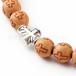 3 pièces 3 styles imitation bois acrylique bracelets de perles extensibles&nbsp;BJEW-JB06235