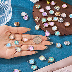 40 Stück 2 Farben UV-beschichtete Legierung mit bunten Glas-Strass-Anhängern&nbsp;FIND-PJ0001-40