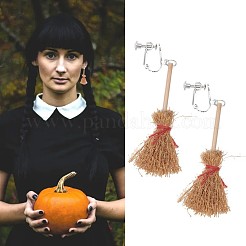 Halloween Besen Holz Ohrclips&nbsp;FS-WGC7667-02