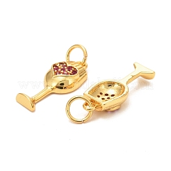 Pendenti in zirconi cubici fucsia con micro pavè di ottone&nbsp;ZIRC-P086-10G