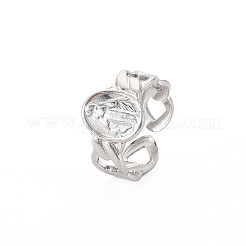 Anillo de puño abierto plano y redondo de acero inoxidable 304 antideslustre con Virgen María para mujer&nbsp;LS-RJEW-S405-176P