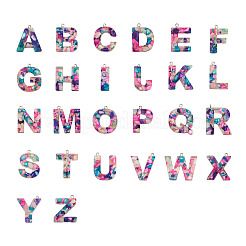 26 pièces 26 lettres pendentifs en résine époxy transparente&nbsp;CRES-TA0001-15