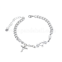Pulseras con dije de llave de corazón y alas de ángel de acero inoxidable 201 para hombres y mujeres&nbsp;WG5D024-01