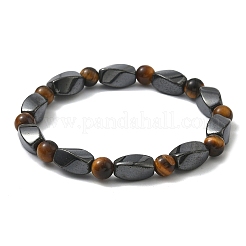 Tigre naturale braccialetti di stirata occhio tondo&nbsp;BJEW-G072-14
