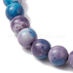 Pulseras elásticas de cuentas de jade blanco sintético para mujeres y hombres&nbsp;BJEW-JB11300-01