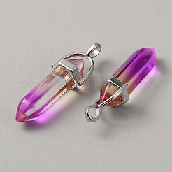 Doppelte spitze Anhänger aus Glas&nbsp;LS-G-WH0016-41D