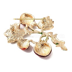 Broches de fresa esmaltados de aleación chapados en oro kc&nbsp;JEWB-L017-01KCG-01