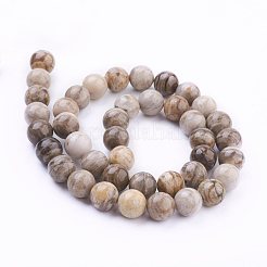 Argento naturale perline foglia diaspro fili&nbsp;G-G683-01-10mm