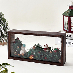 Expositor rectangular de acrílico transparente de doble cara con vitrinas de madera.&nbsp;ODIS-WH0038-237A