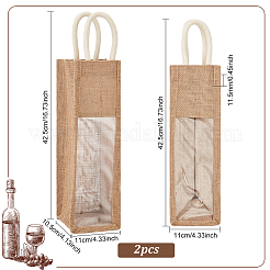 Jute-Weinaufbewahrungsbeutel mit Kordelzug und durchsichtigem PVC-Fenster&nbsp;ABAG-WH0035-052A