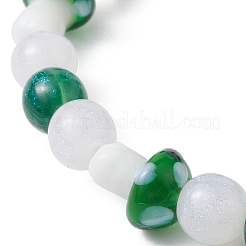 Bracelet extensible perlé au chalumeau avec breloques de champignons en résine&nbsp;BJEW-JB09570