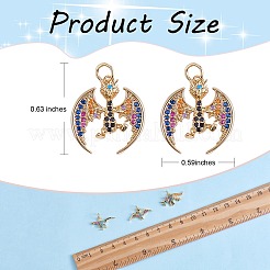 6 pièces 6 style placage en laiton micro pavé coloré pendentifs en zircone cubique&nbsp;ZIRC-SZ0004-85