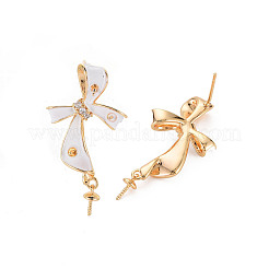 Boucles d'oreilles en laiton micro pavées de zircone cubique transparente avec émail&nbsp;KK-S356-617B-NF