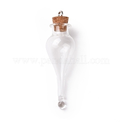 Teardrop Glaskorkflasche große Anhänger&nbsp;AJEW-A041-01A