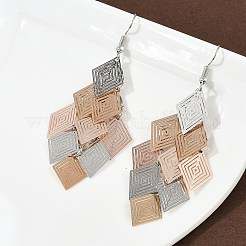 Pendientes colgantes de rombo de acero inoxidable 430&nbsp;EJEW-A137-01P-02