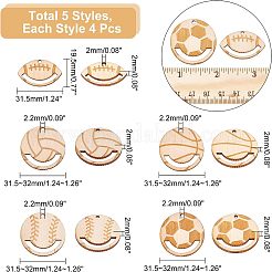 20 Stück 5 Stile hohle Holzanhänger&nbsp;WOOD-CA0001-54