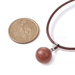 Collane con ciondolo rotondo in pietra dorata sintetica&nbsp;NJEW-JN04478-02