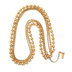 Collane a catena a palline in acciaio inossidabile 304 a 3 strato per donna&nbsp;NJEW-M107-04G