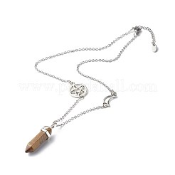 Collana con ciondolo con pietre miste naturali sfaccettate a proiettile&nbsp;NJEW-JN03601
