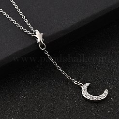 925 Y-Halskette aus Sterlingsilber mit Stern und Mond&nbsp;NJEW-R025-02P