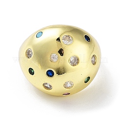 Offene Manschettenringe aus Messing mit bunten Zirkonia&nbsp;RJEW-K255-03G